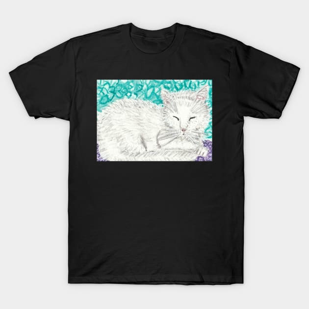 White cat watercolor painting T-Shirt by SamsArtworks